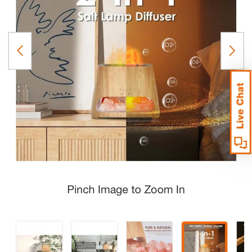 2-in-1 Ultrasonic Diffuser & Himalayan Salt Lamp in Light Wood Finish